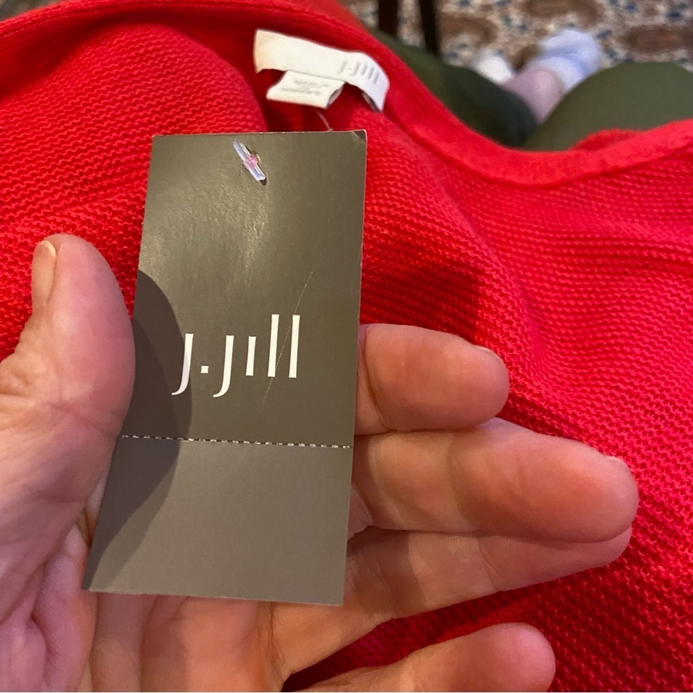 J. Jill Linen Blend Long Open Cardigan Hibiscus Size 2X Lightweight Layering - Picture 7 of 11